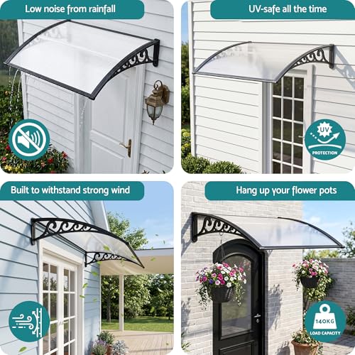 0.8 × 1 m Transparent Outdoor Window & Door Awning – UV & Rain Protection