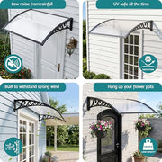 0.8 × 1 m Transparent Outdoor Window & Door Awning – UV & Rain Protection
