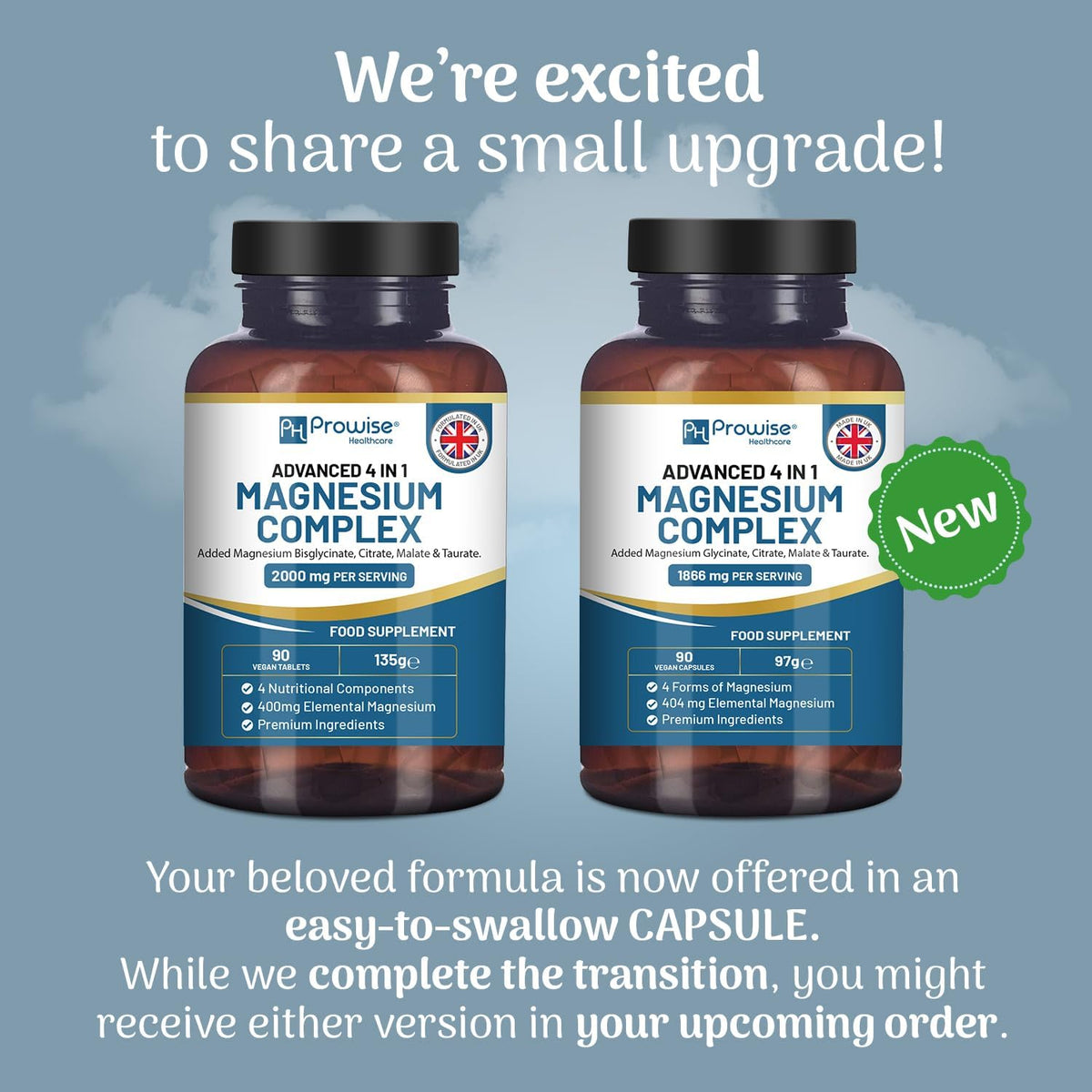 4-in-1 Magnesium Glycinate Complex – 90 Vegan Capsules