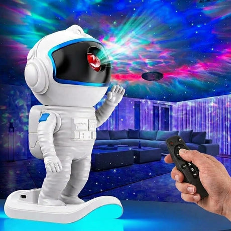 Astronaut galaxy projector with illuminated base