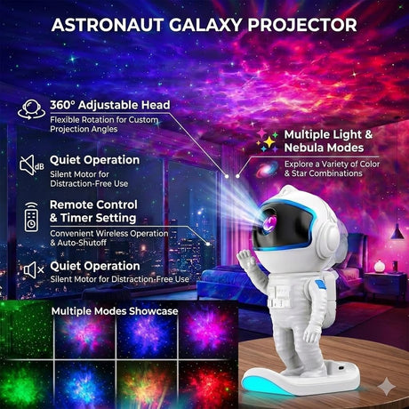 Astronaut galaxy projector with illuminated base