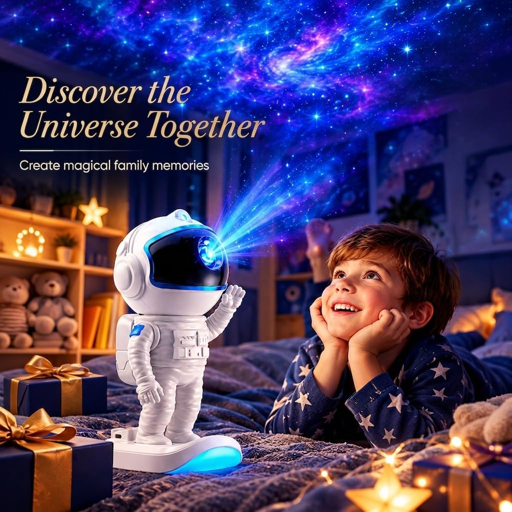 Astronaut Galaxy Projector Night Light – 17 Modes with Remote & Timer