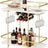 Gold 2-tier rolling bar cart