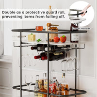 Black 2-tier rolling bar cart