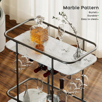 Black 2-tier rolling bar cart