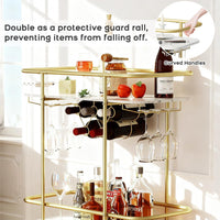 Gold 2-tier rolling bar cart