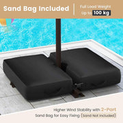 3 m Solar Cantilever Umbrella with 40 LED Lights and Sandbag Base