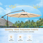 3 m Solar Cantilever Umbrella with 40 LED Lights and Sandbag Base