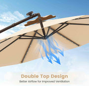 3 m Solar Cantilever Umbrella with 40 LED Lights and Sandbag Base