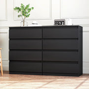 Modern Black 4-Drawer Bedside Table – Handle-Free Storage Cabinet