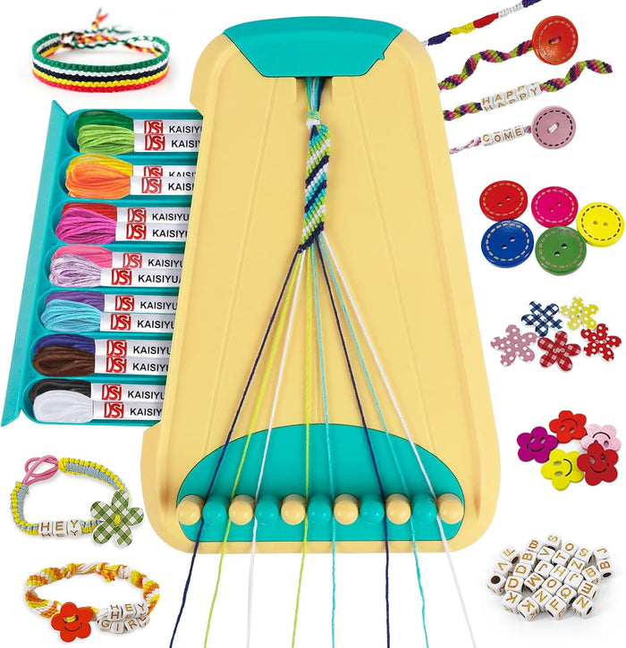 Friendship Bracelet Making Kit with 100 Letter Beads & 28 Threads – Blue