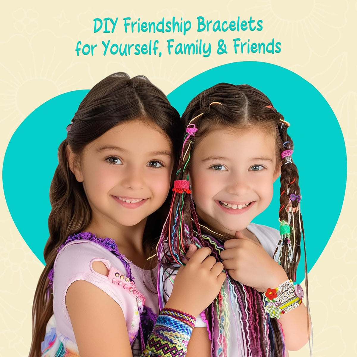 Friendship Bracelet Making Kit with 100 Letter Beads & 28 Threads – Blue
