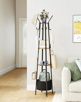 Freestanding coat rack hooks and shelves