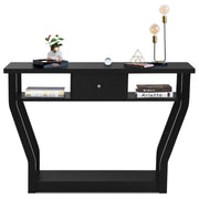120cm 3-Tier Console Table with Drawer & Shelves