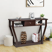 120cm 3-Tier Console Table with Drawer & Shelves