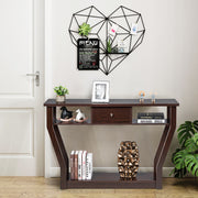 120cm 3-Tier Console Table with Drawer & Shelves