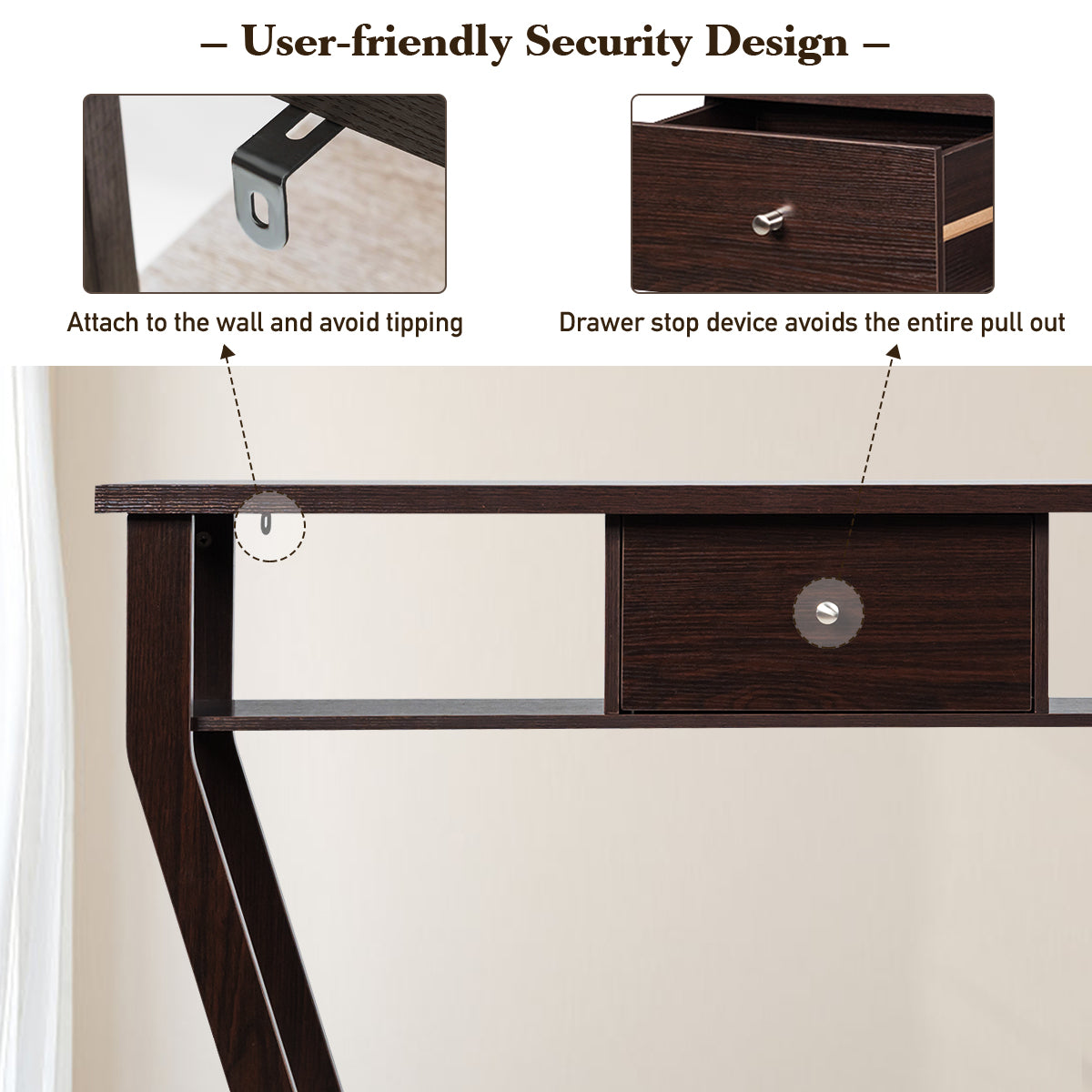 120cm 3-Tier Console Table with Drawer & Shelves