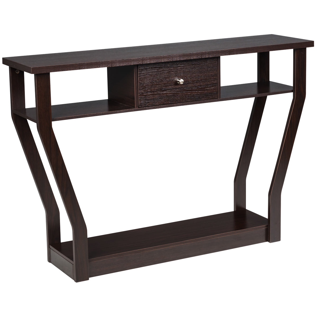 120cm 3-Tier Console Table with Drawer & Shelves