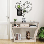 120cm 3-Tier Console Table with Drawer & Shelves