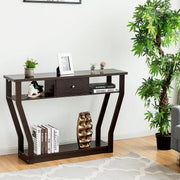 120cm 3-Tier Console Table with Drawer & Shelves