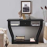 120cm 3-Tier Console Table with Drawer & Shelves