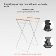 Folding Iron Camping Waste-Bag Stand with Wooden Handle