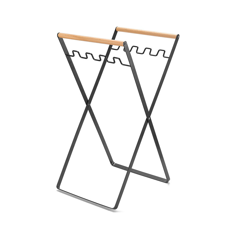 Folding Iron Camping Waste-Bag Stand with Wooden Handle