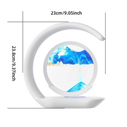 Quicksand Table Lamp Wireless Charging Desk Lamp 3D Hourglass Ornaments Sand Painting Night Light for Office Room Decoration