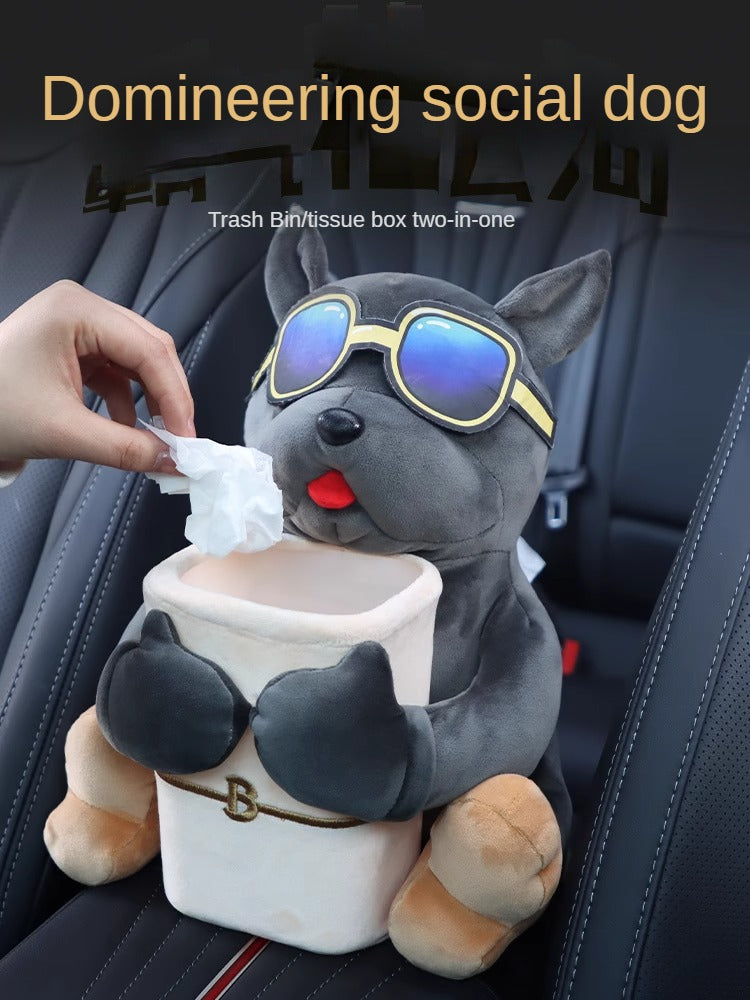 Plush Car Tissue Holder & Dry-Waste Organiser