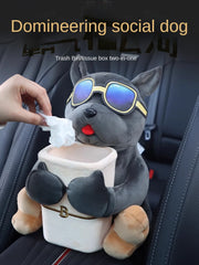 Plush Car Tissue Holder & Dry-Waste Organiser