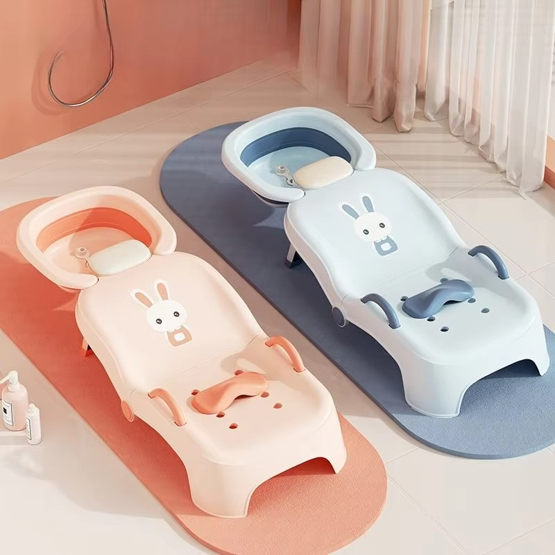 Portable Kids Shampoo Chair Foldable Salon Seat Chair With Shampoo Basin For Boys Girls Bath Product Can Sit and Adjust