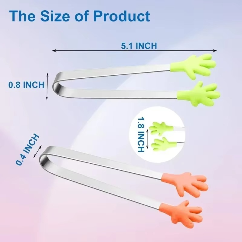 5-Inch Hand-Shaped Silicone Serving Tongs – 6 Options