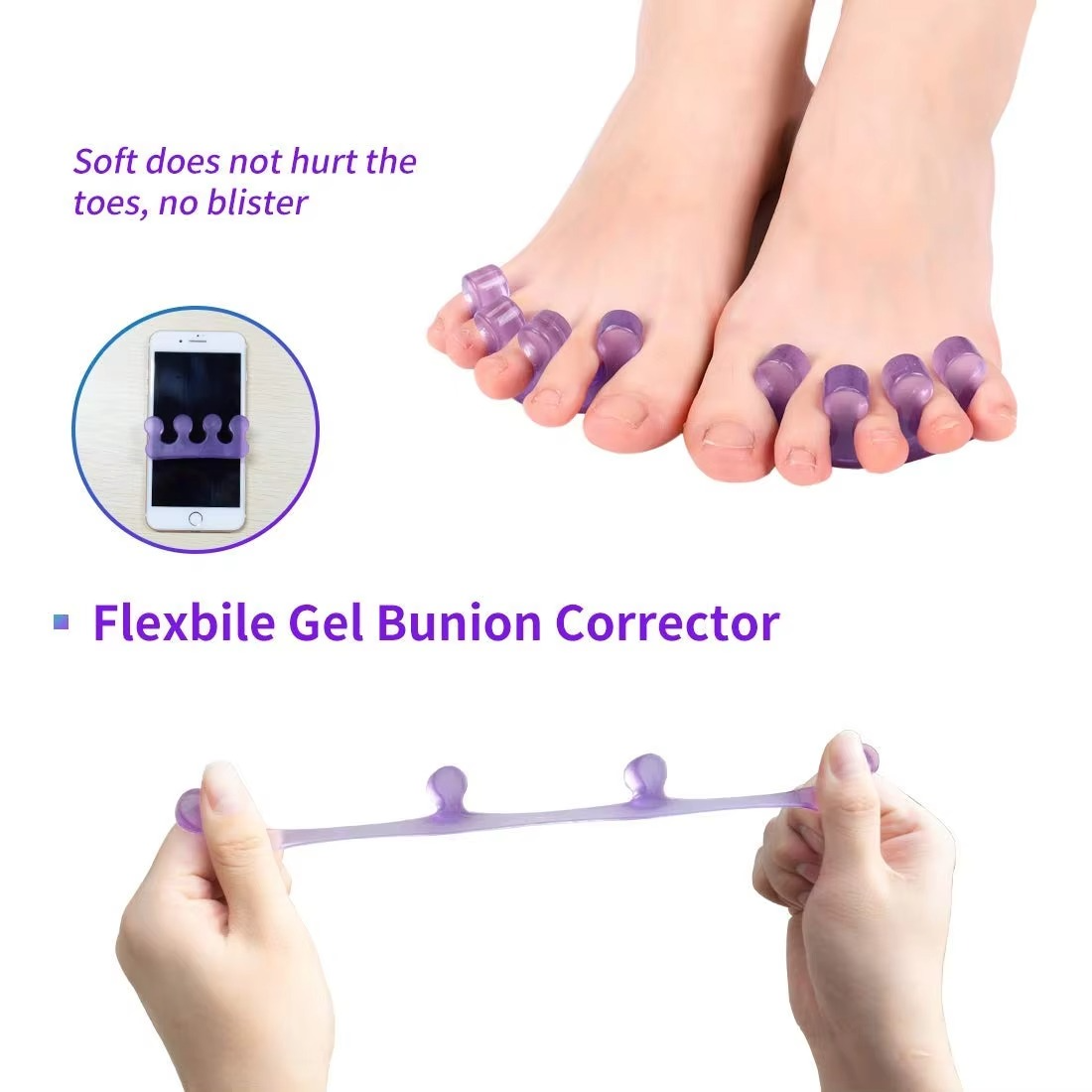 Soft Silicone Pedicure Toe Separators – Pair