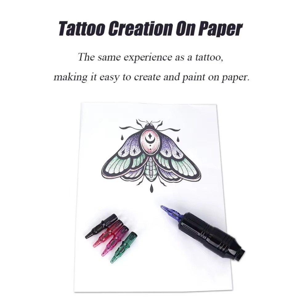 10pcs Tattoo Integrated Ballpoint Pen Disposable 5 Colors Universal Tattoo Drawing Practice Cartridge Needles for Rotary Machine