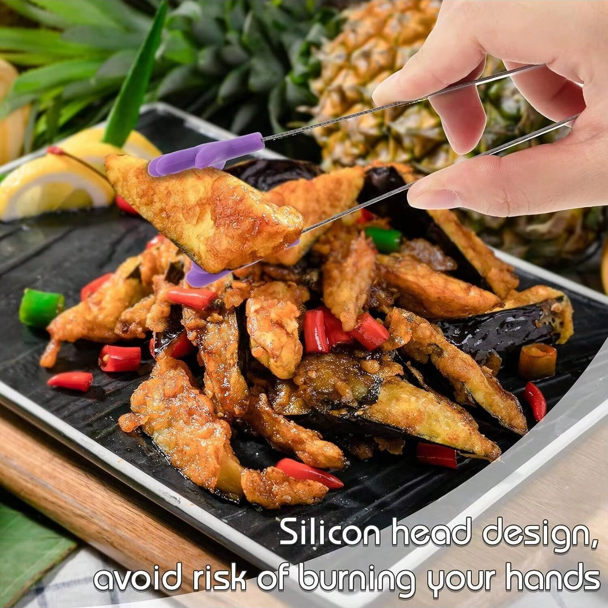 5-Inch Hand-Shaped Silicone Serving Tongs – 6 Options