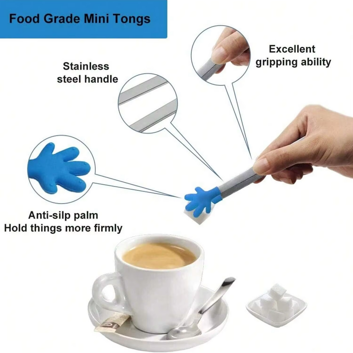 5-Inch Hand-Shaped Silicone Serving Tongs – 6 Options