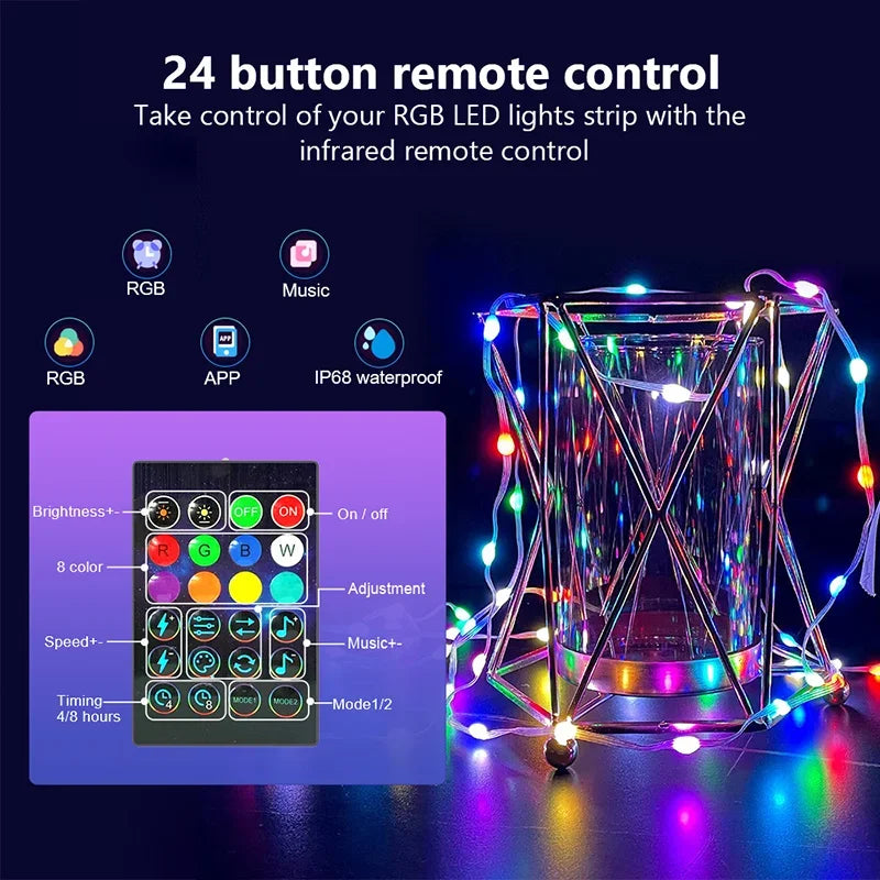 5m USB RGBIC Smart Fairy Lights – Bluetooth App & Remote