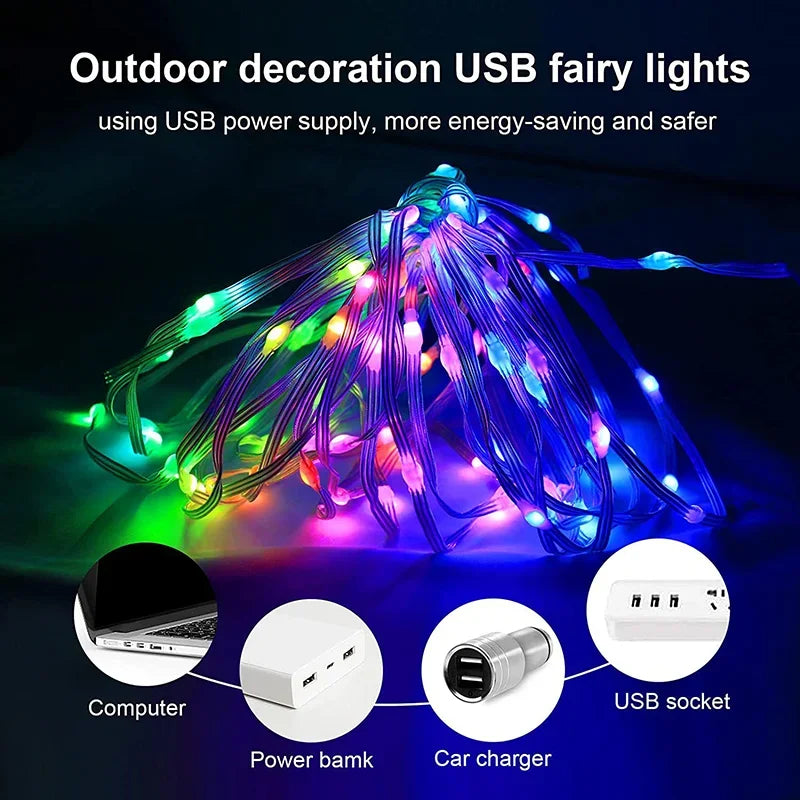 5m USB RGBIC Smart Fairy Lights – Bluetooth App & Remote