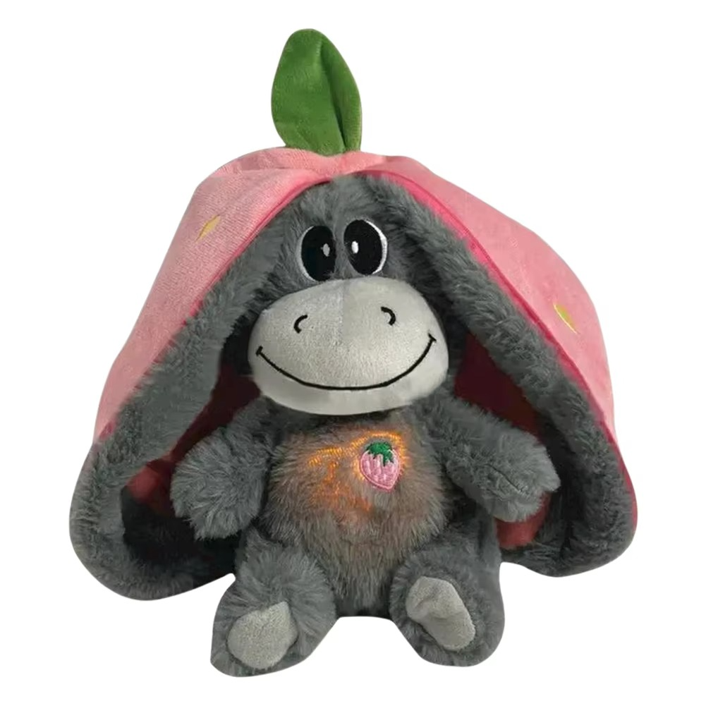 Baby Plush Doll Breathing Donkey Soothing Sleep Playmate for Kids Music Sleeping Companion Sound Light Doll Toy Gifts for Newbor