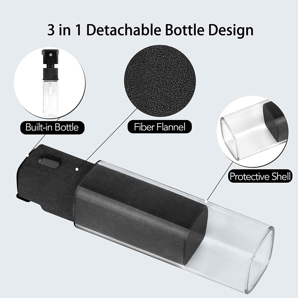 2-in-1 Refillable Screen-Cleaner Spray & Microfibre Wiper