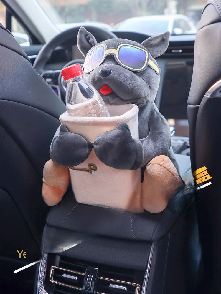 Plush Car Tissue Holder & Dry-Waste Organiser