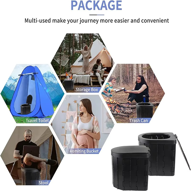 Folding Portable Camping Toilet with Waste Bags