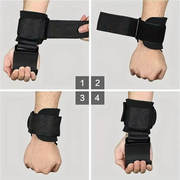Weight-Lifting Hook Grips with Wrist Wraps