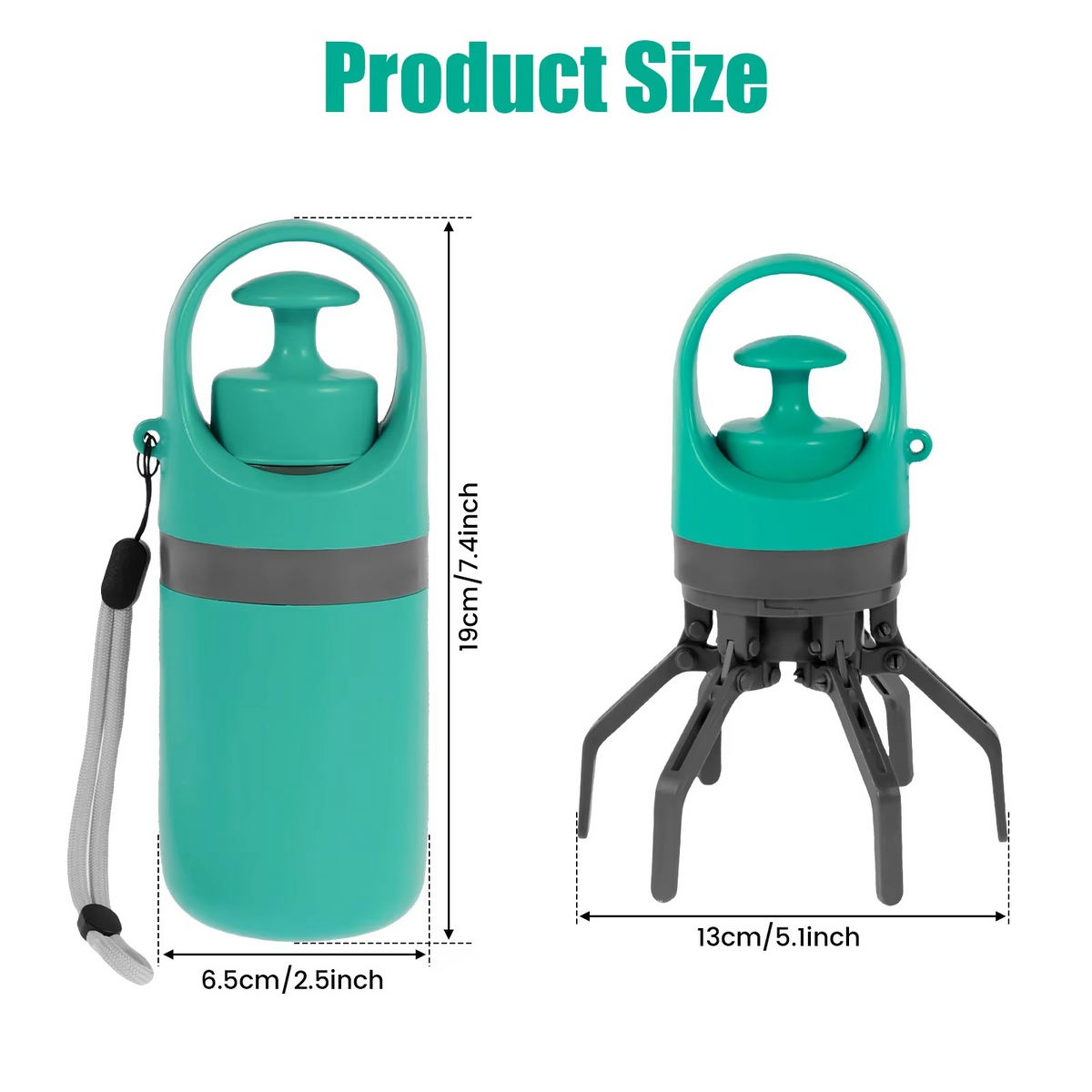 Portable Claw-Style Pet Waste Scooper with Bag Dispenser
