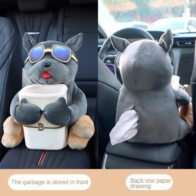 Plush Car Tissue Holder & Dry-Waste Organiser