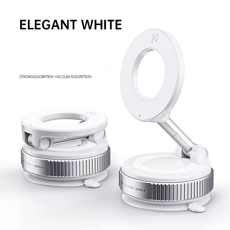Foldable Vacuum-Suction Magnetic Phone Mount – Black or White
