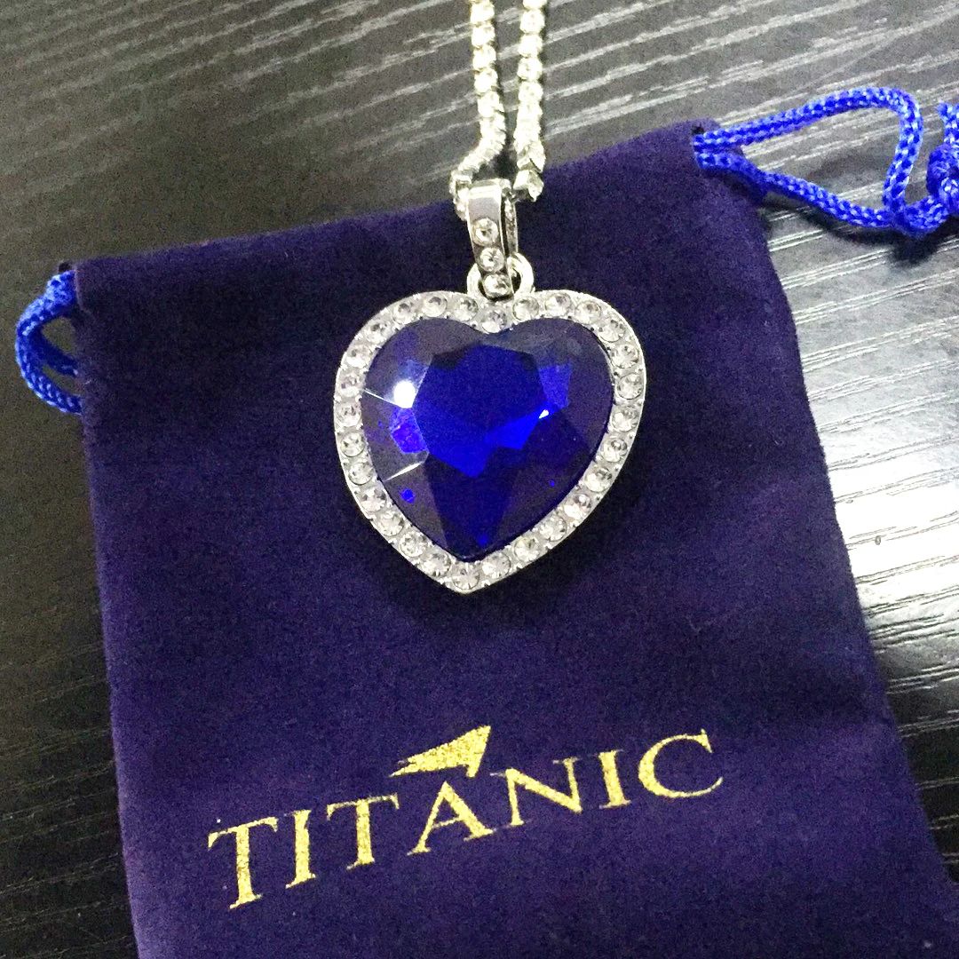 Heart of the Ocean-Style Blue Crystal Necklace with Velvet Bag