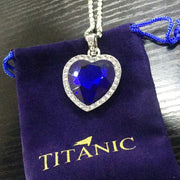 Heart of the Ocean-Style Blue Crystal Necklace with Velvet Bag