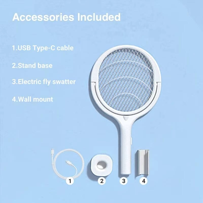 2-in-1 USB-Rechargeable Electric Insect Swatter with Stand