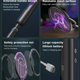 Multi Functional 2-in-1 Mosquito Killer Lamp Angle Retractable Mosquito Swatter USB Rechargeable Mosquito Swatter Bat Swatter